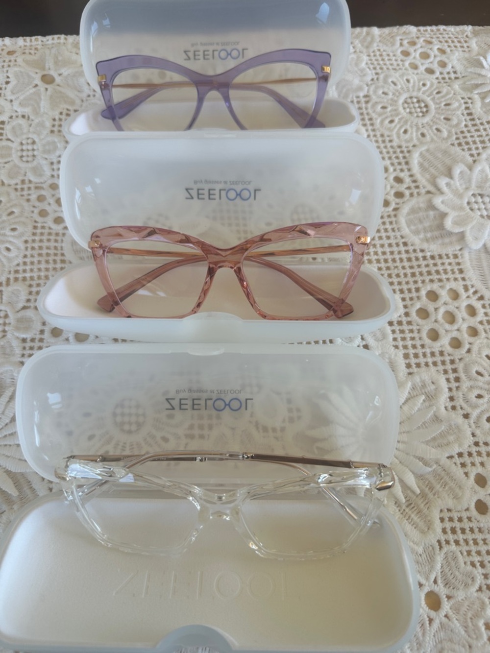 ZEELOOLWomen's Fashion Glasses 3-Pack — Clear, Pink & Lilac